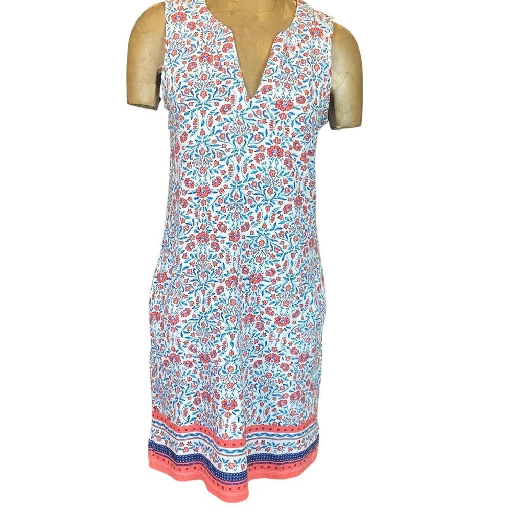 Lands' End Women's 100% Cotton Floral Sleeveless Shift Dress Sz S‎ #349A